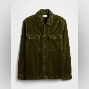 GAP Relaxed Corduroy Shirt Jacket - Olive Green, 100% Cotton, Large